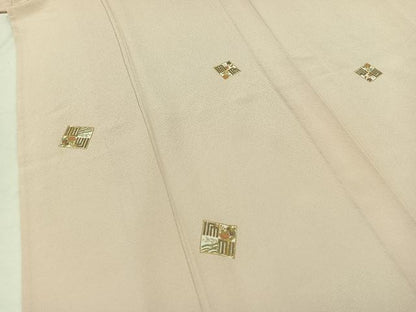 平和屋着物▽上質な小紋 単衣 色紙花文 金彩 正絹 逸品 AABC0715jh
