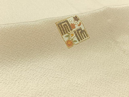 平和屋着物▽上質な小紋 単衣 色紙花文 金彩 正絹 逸品 AABC0715jh