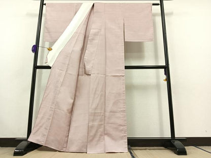 平和屋着物▽本場大島紬 単衣 薄柿色 正絹 逸品 AABC0716jh