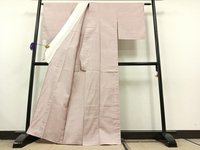 平和屋着物▽本場大島紬 単衣 薄柿色 正絹 逸品 AABC0716jh