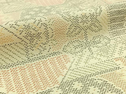 平和屋着物▽お召 単衣 はなゆき絣 反端付き 正絹 逸品 AABC0718jh