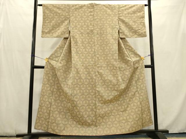 平和屋着物■上質な紬　幾何学文様　正絹　逸品　AABC1096ma