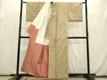 平和屋着物■上質な紬　幾何学文様　正絹　逸品　AABC1096ma