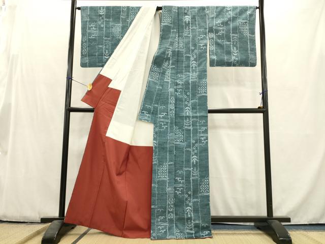 平和屋着物■上質な紬　竹間道　正絹　逸品　AABC1102ma