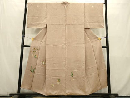 平和屋着物■豪華色留袖　草花文　金糸　正絹　逸品　AABC1112ma
