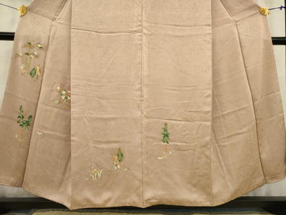 平和屋着物■豪華色留袖　草花文　金糸　正絹　逸品　AABC1112ma