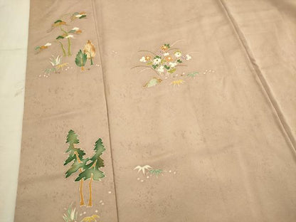 平和屋着物■豪華色留袖　草花文　金糸　正絹　逸品　AABC1112ma