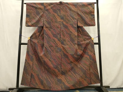 平和屋着物■上質な小紋　紬地　花唐草文　正絹　逸品　AABC1173ma