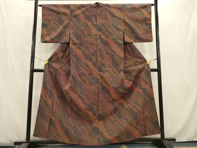 平和屋着物■上質な小紋　紬地　花唐草文　正絹　逸品　AABC1173ma