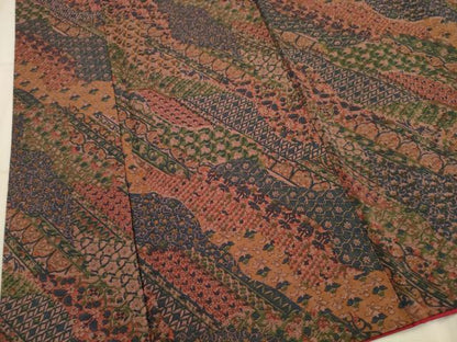 平和屋着物■上質な小紋　紬地　花唐草文　正絹　逸品　AABC1173ma