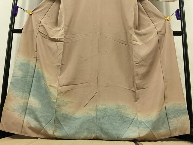平和屋着物▽訪問着　単衣　雲取り文　正絹　逸品　AABC1201jh