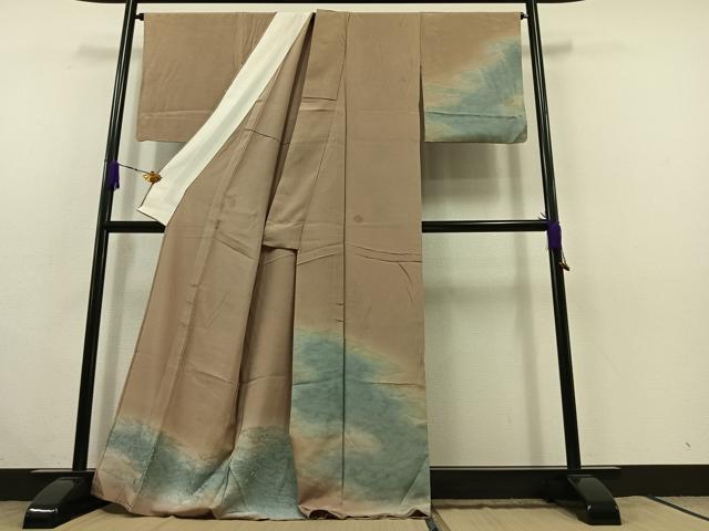 平和屋着物▽訪問着　単衣　雲取り文　正絹　逸品　AABC1201jh