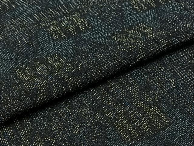 平和屋着物▽本塩沢 単衣 幾何学文様 正絹 逸品 AABC1202jh