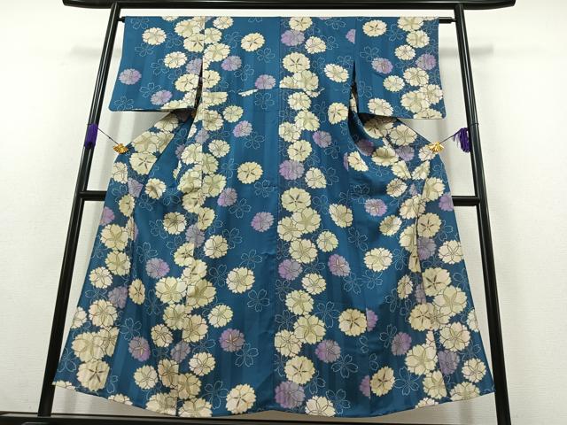 平和屋着物▽小紋　単衣　舞花文　洗える着物　AABC1203jh