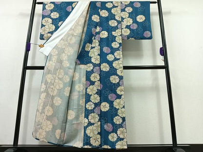 平和屋着物▽小紋　単衣　舞花文　洗える着物　AABC1203jh