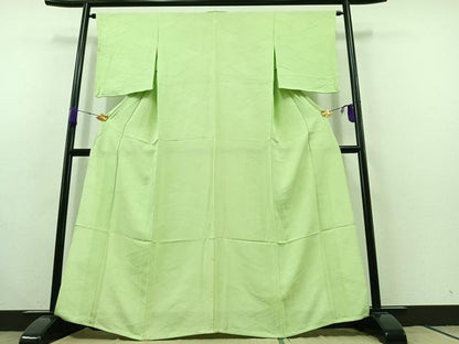 平和屋着物▽上質な色無地 単衣 幾何学地紋 夏虫色 正絹 逸品 AABC1205jh