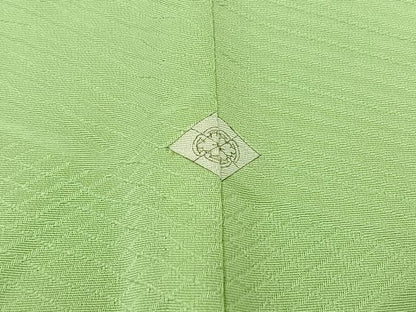 平和屋着物▽上質な色無地 単衣 幾何学地紋 夏虫色 正絹 逸品 AABC1205jh