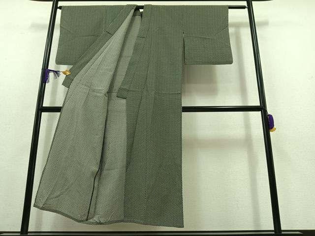 平和屋着物▽上質な小紋 単衣 お召地 水玉模様 黒地 正絹 逸品 AABC1207jh
