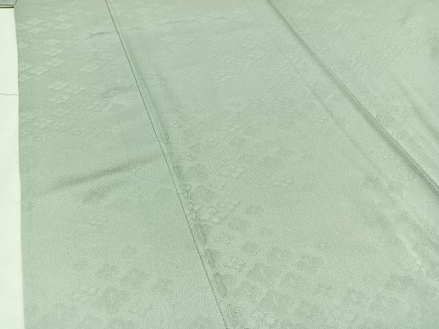 平和屋着物▽上質な色無地 単衣 花菱地紋 柳鼠色 正絹 逸品 AABC1208jh