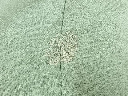 平和屋着物▽上質な色無地 単衣 花菱地紋 柳鼠色 正絹 逸品 AABC1208jh