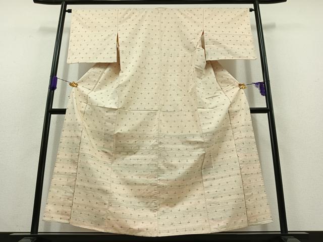 平和屋着物▽上質な紬 単衣 十字絣 正絹 逸品 AABC1210jh