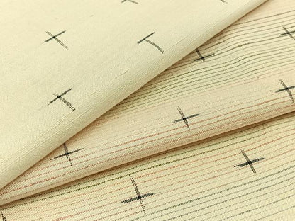 平和屋着物▽上質な紬 単衣 十字絣 正絹 逸品 AABC1210jh