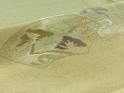 平和屋着物▽訪問着 単衣 刺繍 地紙花文 暈し染め 金糸 正絹 逸品 AABC1212jh