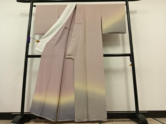 平和屋着物▽訪問着　単衣　霞文　暈し染め　正絹　逸品　AABC1213jh