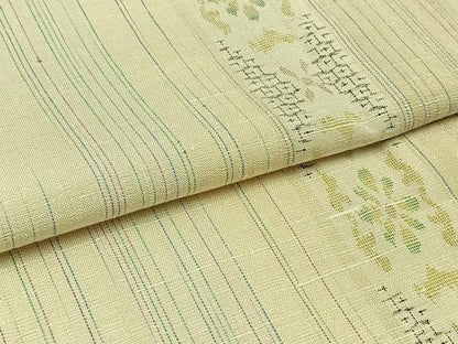 平和屋着物▽結城紬　奥順　はたおり娘　単衣　80亀甲　花間道　正絹　逸品　AABC1216jh