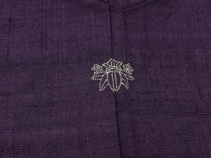 平和屋着物▽上質な紬 単衣 菖蒲色 正絹 逸品 AABC1221jh