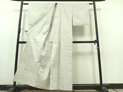 平和屋着物▽上質な紬 単衣 横段文 正絹 逸品 未使用 AABC1224jh