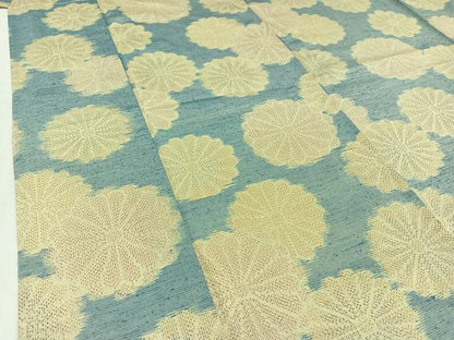 平和屋着物▽上質な紬 単衣 菊 正絹 逸品 AABC1228jh