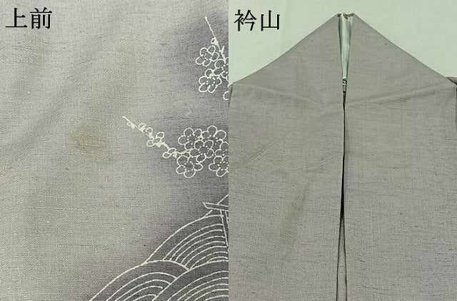 平和屋着物▽訪問着　単衣　紬地　風景花文　正絹　逸品　AABC1229jh