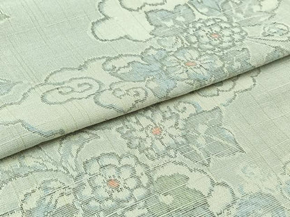 平和屋着物▽上質な紬　単衣　草花文　正絹　逸品　AABC1231jh