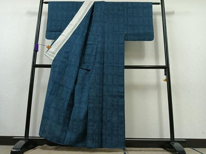 平和屋着物▽上質な紬 単衣 草花文 正絹 逸品 AABC1232jh