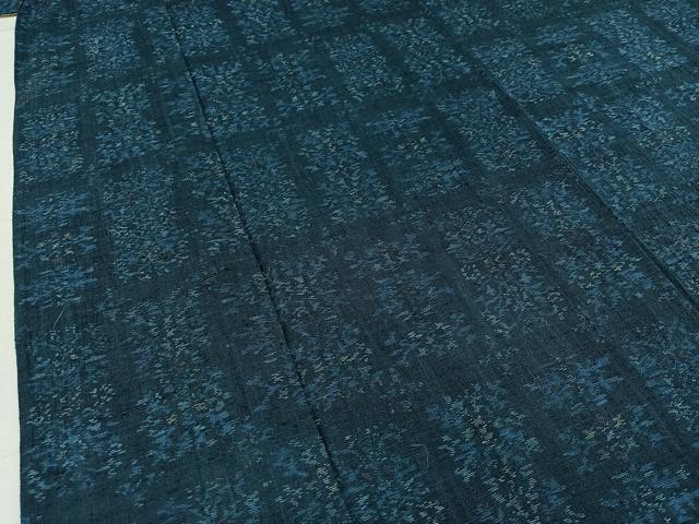 平和屋着物▽上質な紬 単衣 草花文 正絹 逸品 AABC1232jh
