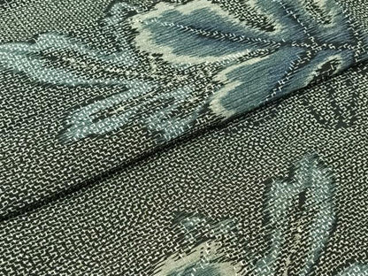 平和屋着物▽上質な紬　単衣　舞花文　正絹　逸品　AABC1233jh