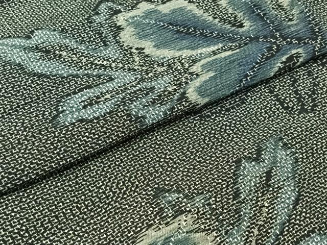 平和屋着物▽上質な紬　単衣　舞花文　正絹　逸品　AABC1233jh