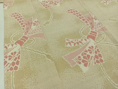 平和屋着物▽本塩沢　単衣　束ね熨斗花文　正絹　逸品　AABC1234jh