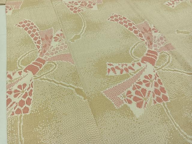 平和屋着物▽本塩沢　単衣　束ね熨斗花文　正絹　逸品　AABC1234jh