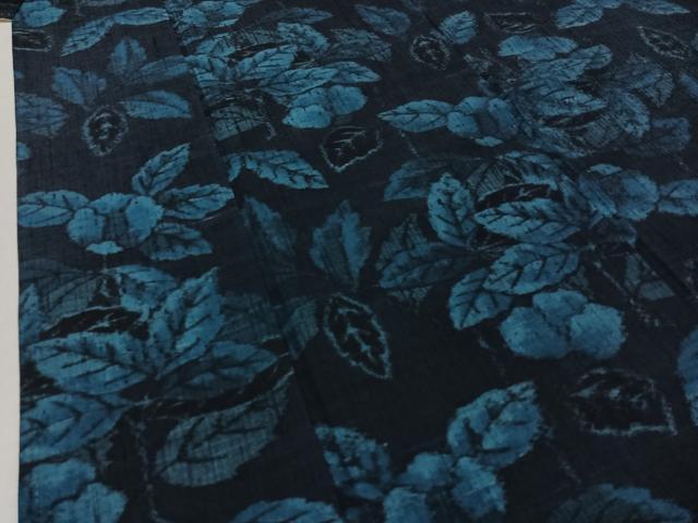平和屋着物▽上質な紬 単衣 草葉文 正絹 逸品 AABC1237jh