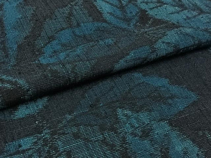 平和屋着物▽上質な紬 単衣 草葉文 正絹 逸品 AABC1237jh