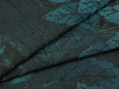 平和屋着物▽上質な紬 単衣 草葉文 正絹 逸品 AABC1237jh