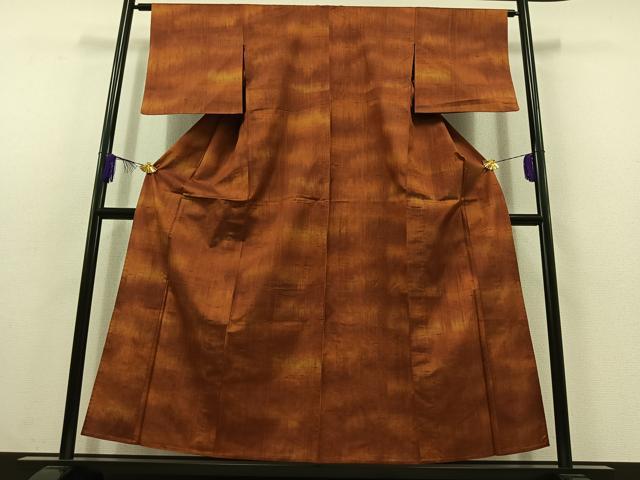 平和屋着物▽上質な紬　単衣　霞文　正絹　逸品　AABC1239jh