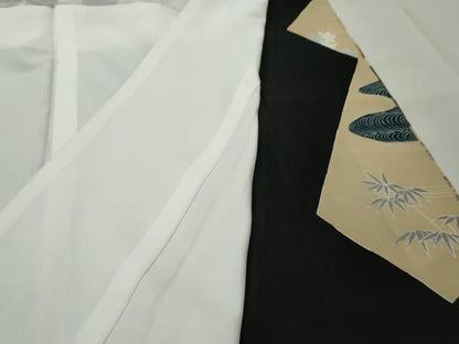 平和屋着物■豪華黒留袖　御所車飛鶴松竹梅文　金彩　正絹　逸品　AABC1309cs