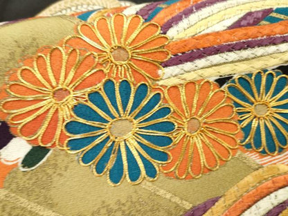 平和屋着物■豪華黒留袖 駒刺繍 花扇文 金彩 正絹 逸品 AABC1353cs
