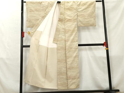 平和屋着物■上質な紬　横段文　正絹　逸品　AABC1372cs