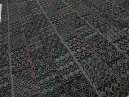 平和屋着物■上質な紬　吉祥文様　黒地　正絹　逸品　AABC1506nf