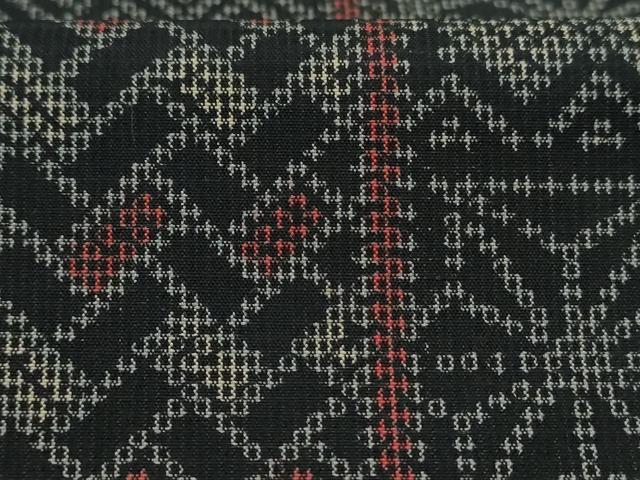 平和屋着物■上質な紬　吉祥文様　黒地　正絹　逸品　AABC1506nf