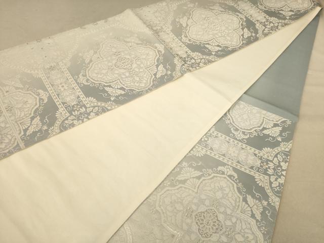 平和屋着物◎六通柄袋帯　唐織　花菱文　銀糸　正絹　逸品　AABC1538dt